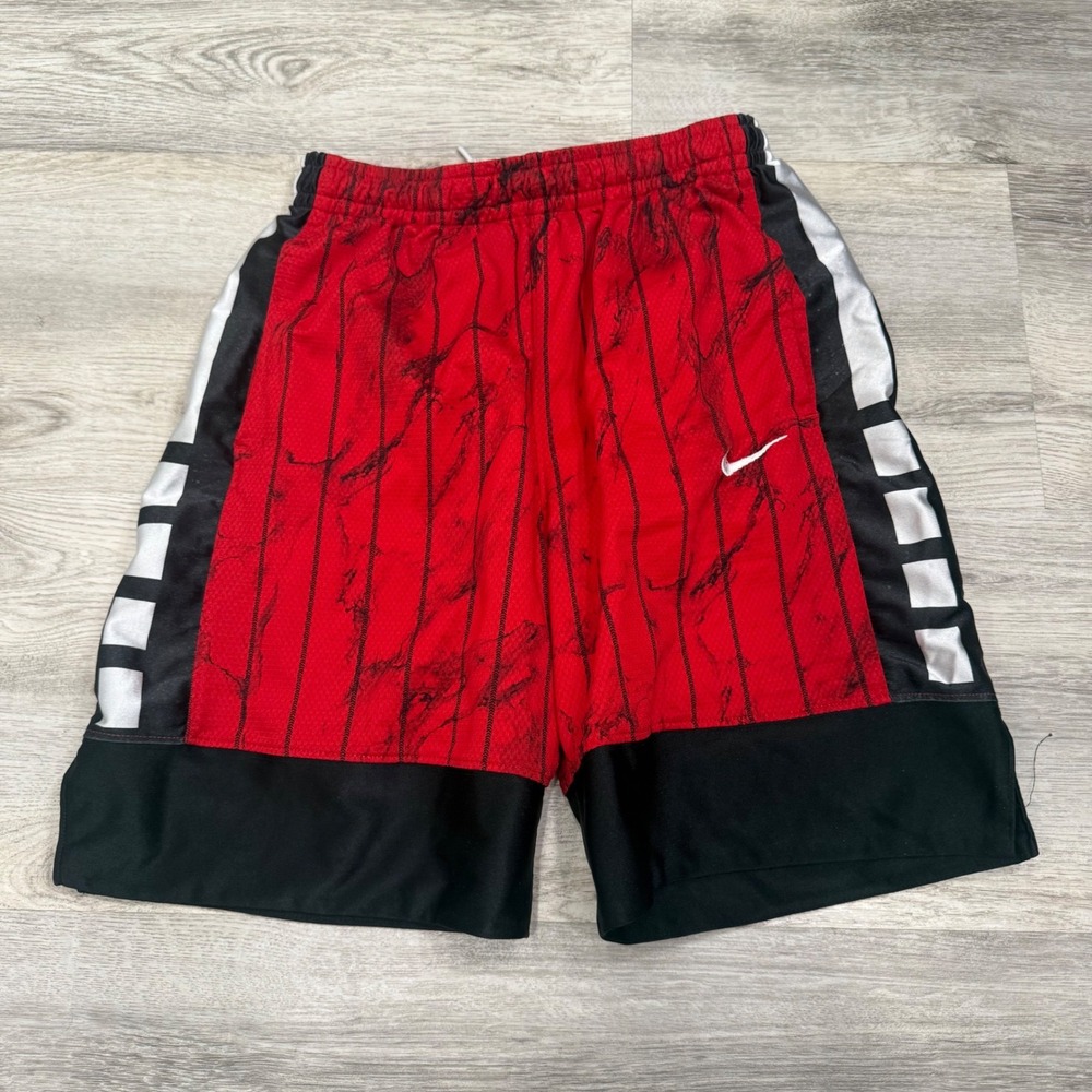 Nike Kids Dri-FIT Basketball Shorts Red Black Marble Pinstripe Size Large L